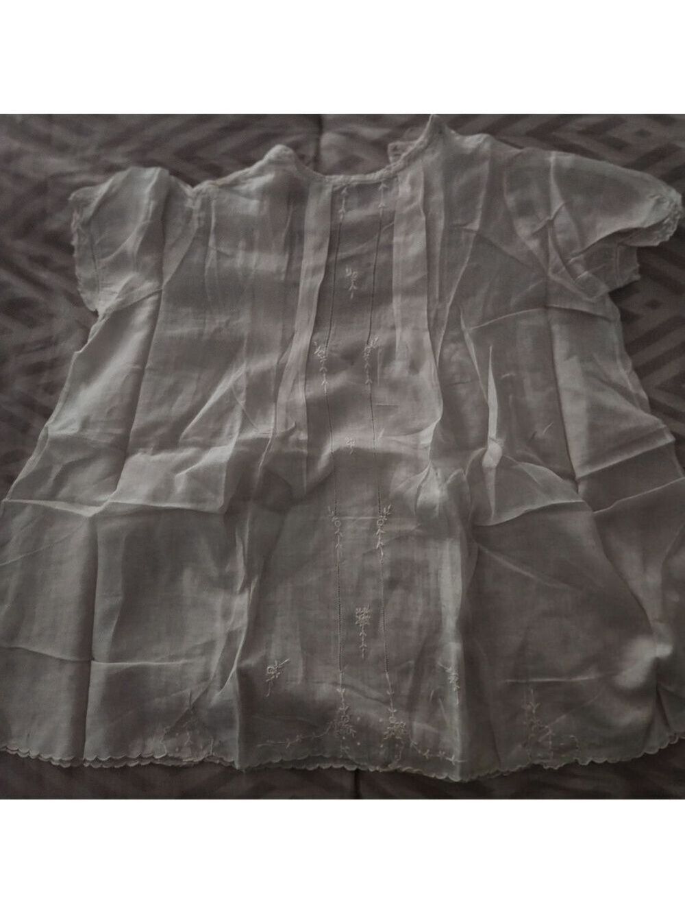 Vtg Antique infant dress is a fine example of "Handmade Imported" - Picture 8 of 13